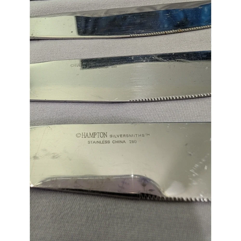 Hampton Silversmiths RENEE Dinner Knives Set of 6 Stainless‎ Gold Accent